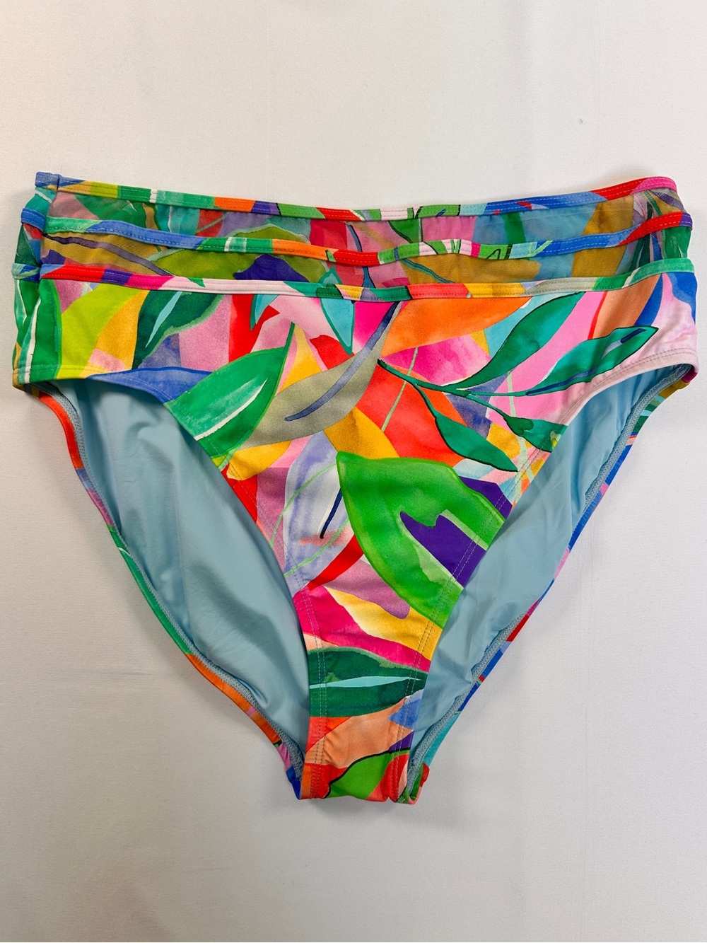 La Blanca Tropical Floral High-Rise Mesh Bikini Bottom Multicolour Size 14